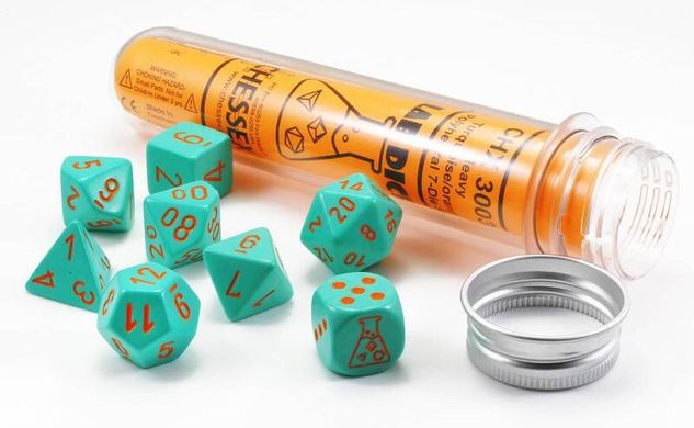 Набір кубиків Chessex Lab Dice Heavy Turquoise/Orange зображення 3