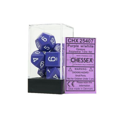 Набір кубиків Chessex Opaque Purple/White зображення 2