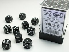 Набір кубиків Chessex Dice Sets Black/White Opaque 12mm d6 (36) зображення 1