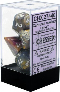 Набір кубиків Chessex Festive™ Carousel w/white зображення 2
