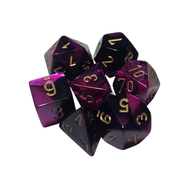 Набір кубиків Chessex Gemini Black-purple/Gold зображення 1