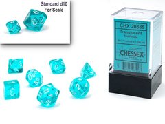 Набір кубиків Chessex Translucent Mini-Polyhedral Teal/White 7-Die Set зображення 1
