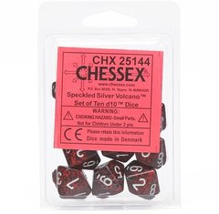 Набор кубиков Chessex Speckled Polyhedral Ten d10 Sets Silver Volcano™ фото 1
