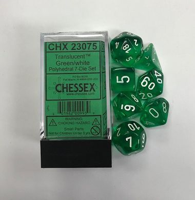 Набор кубиков Chessex Translucent Green/White фото 2