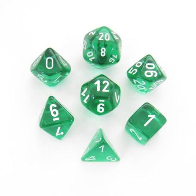 Набор кубиков Chessex Translucent Green/White фото 1