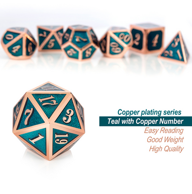 Набір кубиків Metal and Enamel Dice Set Teal and Copper зображення 3