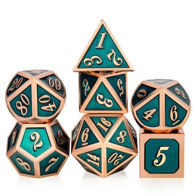 Набір кубиків Metal and Enamel Dice Set Teal and Copper зображення 1