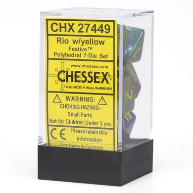 Набір кубиків Chessex Festive™ Rio™ w/yellow зображення 2