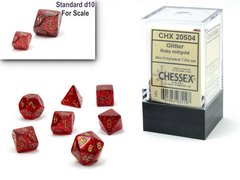 Набор кубиков Chessex Glitter Mini-Polyhedral Ruby/Gold 7-Die Set фото 1