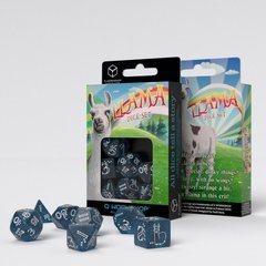 Набор кубиков Q Workshop Shimmering Llama Dice Set (Glittering dark blue & white) фото 1