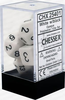 Набор кубиков Chessex Opaque White w/black фото 2