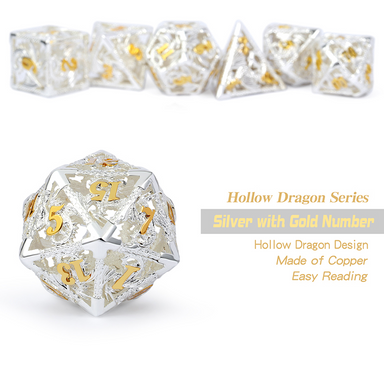 Набір кубиків Hollow Dice Set Dragon Silver and Gold зображення 3