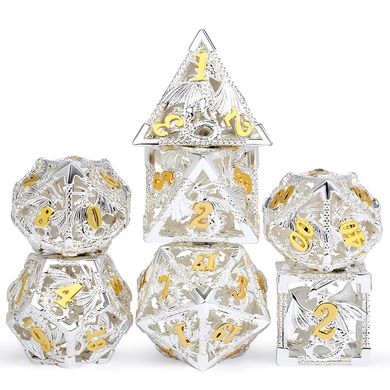 Набір кубиків Hollow Dice Set Dragon Silver and Gold зображення 1