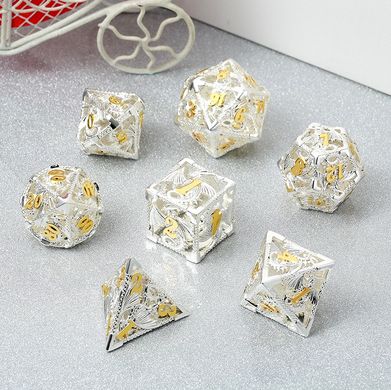 Набір кубиків Hollow Dice Set Dragon Silver and Gold зображення 2