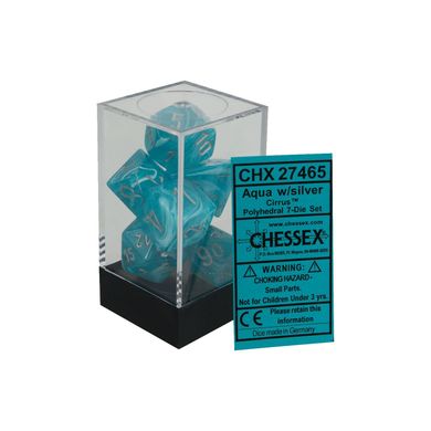 Набір кубиків Chessex Cirrus™ Aqua w/silver зображення 2