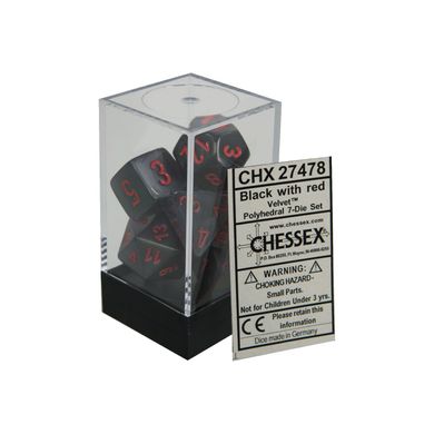 Набір кубиків Chessex Velvet™ Black w/red зображення 2