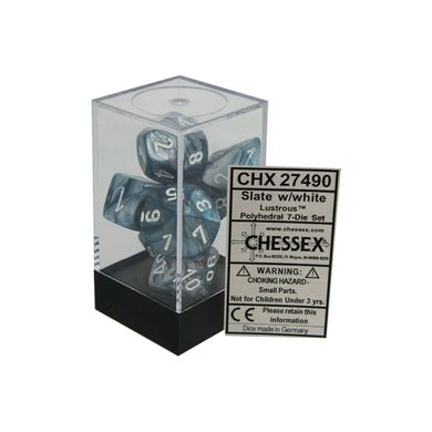 Набор кубиков Chessex Lustrous™ Slate w/white фото 2