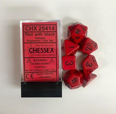 Набор кубиков Chessex Opaque Red w/black фото 2