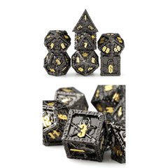 Набор кубиков Metal & Enamel Dice Set (7) Reaper Black & Gold фото 1