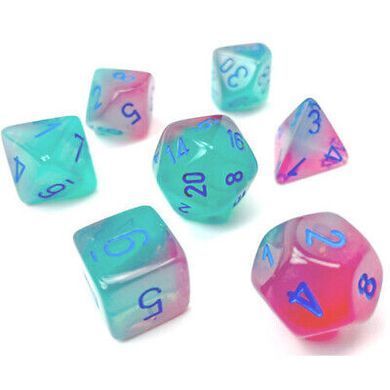 Набір кубиків Gemini Polyhedral Gel Green-Pink/blue Luminary 7-Die Set зображення 2