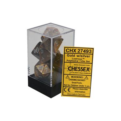 Набор кубиков Chessex Lustrous™ Gold w/silver фото 2