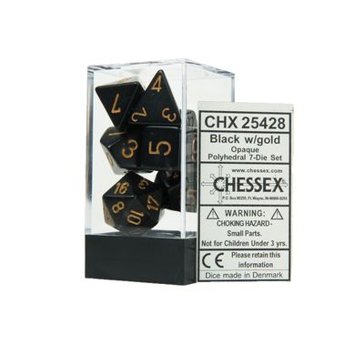 Набор кубиков Chessex Opaque Black/Gold фото 2