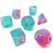 Набір кубиків Gemini Polyhedral Gel Green-Pink/blue Luminary 7-Die Set