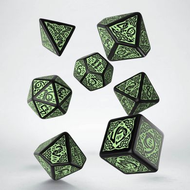 Набір кубиків Q Workshop Celtic 3D Revised Black & green Dice Set зображення 2
