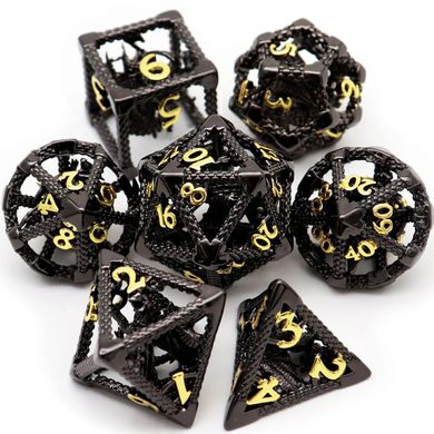 Набор кубиков Hollow Dice Set Dragon Cage Black and Gold фото 3