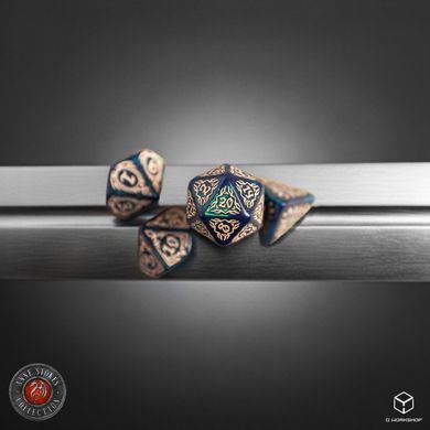 Набір кубиків Tribal Dice Set: Blue-green & Beige зображення 5