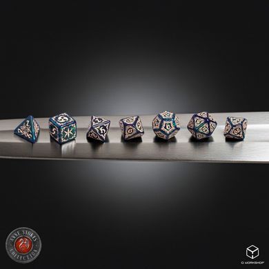 Набір кубиків Tribal Dice Set: Blue-green & Beige зображення 3