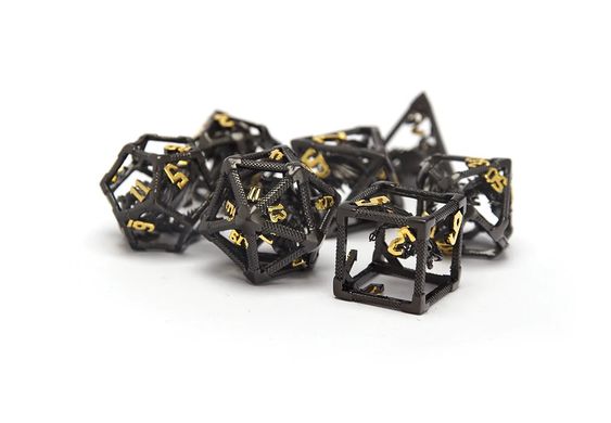 Набор кубиков Hollow Dice Set Dragon Cage Black and Gold фото 1