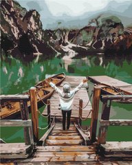 Картина за номерами: Мандрівниця на озері Брайес зображення 1