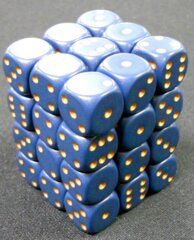 Набір кубиків Chessex Opaque 12mm d6 with pips Dice Blocks™ (36 Dice) Dusty Blue w/gold зображення 2