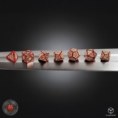 Набор кубиков Tribal Dice Set: Shimmering red & Beige фото 3
