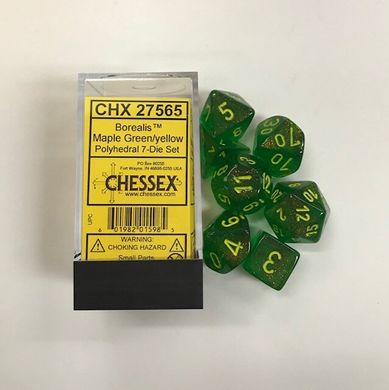 Набор кубиков Chessex Borealis™ Maple Green/yellow фото 2