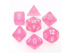 Набор кубиков Chessex Frosted™ Polyheral Pink w/white фото 1