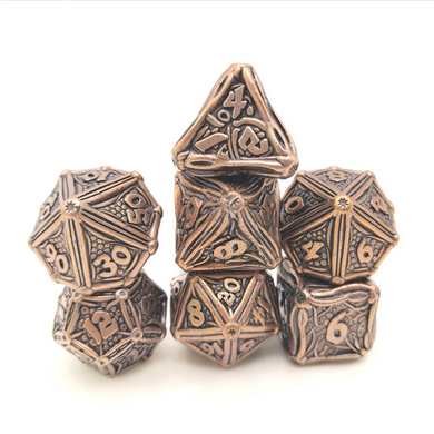 Набор кубиков Antique Copper Solid Metal Druid Polyhedral Dice Set фото 1