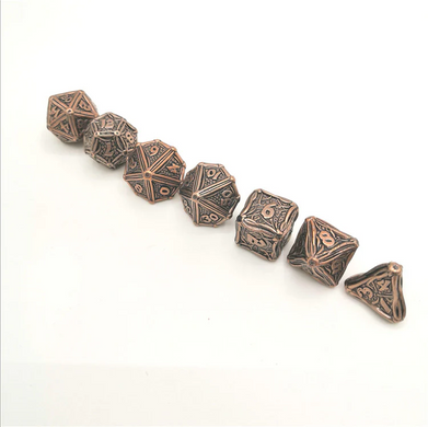 Набір кубиків Antique Copper Solid Metal Druid Polyhedral Dice Set зображення 2