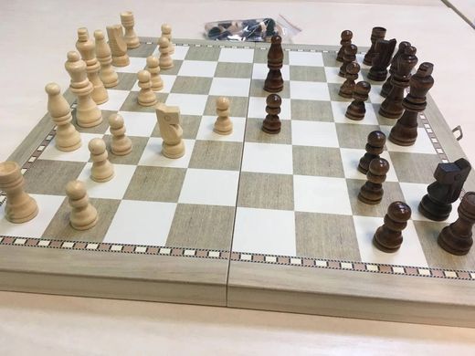 Шахматы, Шашки, Нарды 3в1 (Белые/35Х35см) фото 3