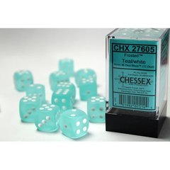 Набір кубиків Chessex Dice Sets Teal/White Frosted 16mm d6 (12) зображення 1