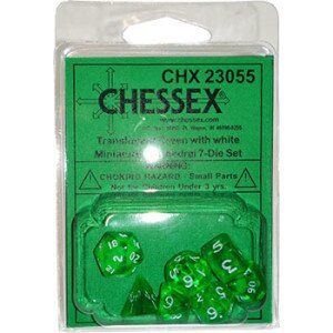 Набір кубиків Chessex Mini Green/white зображення 2